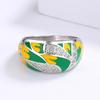 Pastoral Enamel Zircon Ring Women'S Green Mori Elegant Women'S Ring Diamond Ring