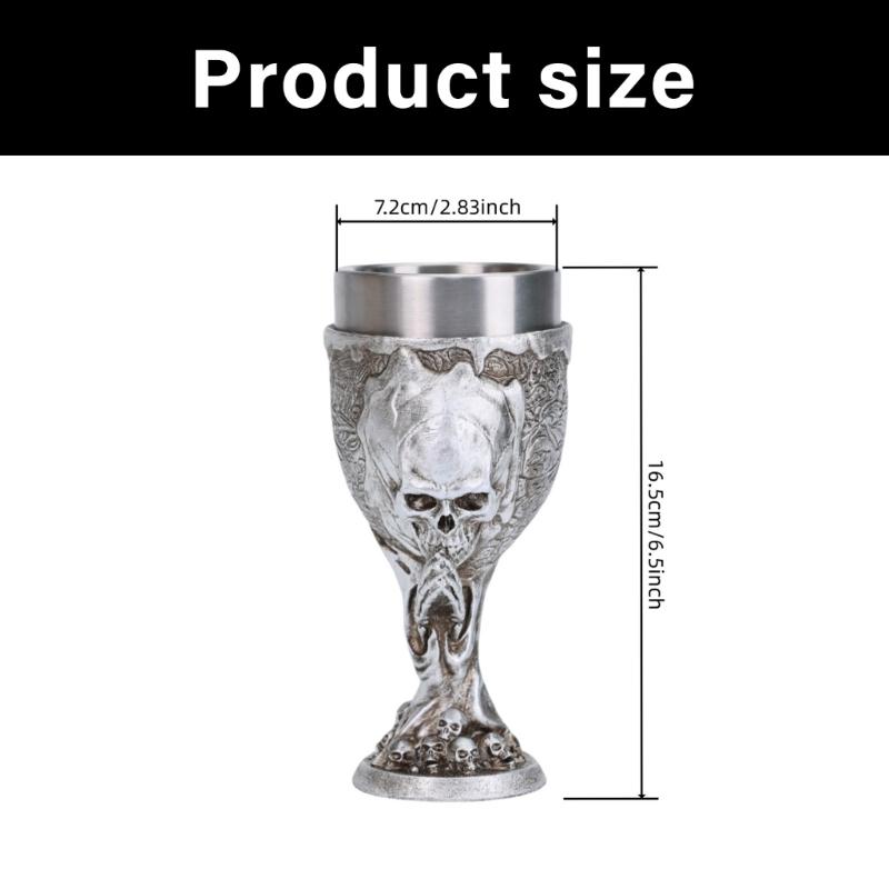 Gothic Engraved Nonrust Steel Goblet Halloween Barwares Rustproof Cup Decorative Drinking Cup For Cocktails