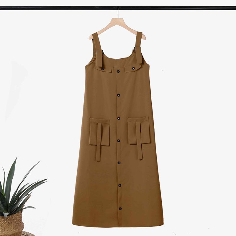 

ZANZEA Womens One-Piece Casual Sleeveless Loose Overalls Dress 2XL коричневый