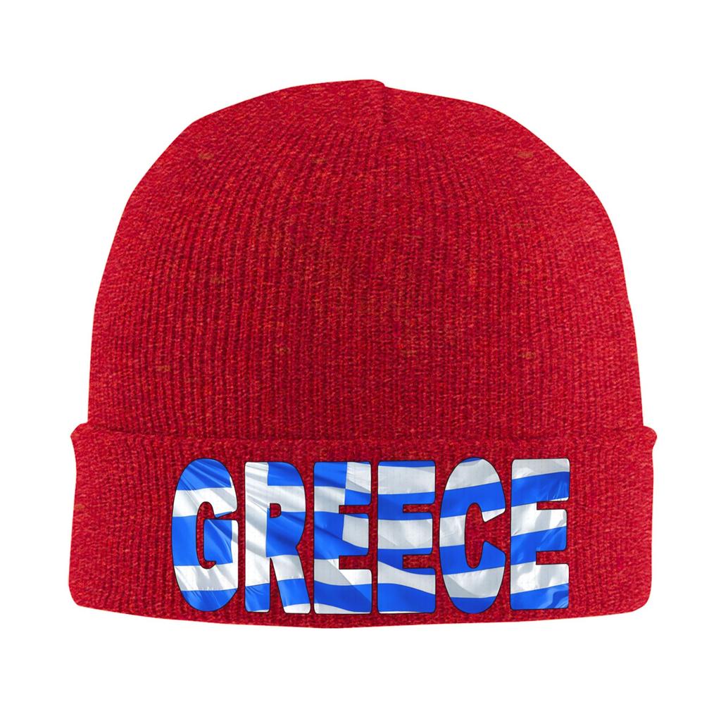 Griechenland Flagge Mützen Strickmütze Unisex Damen Vintage Kopfbedeckung Kappen Herbst Winter Hippie Design Mützen