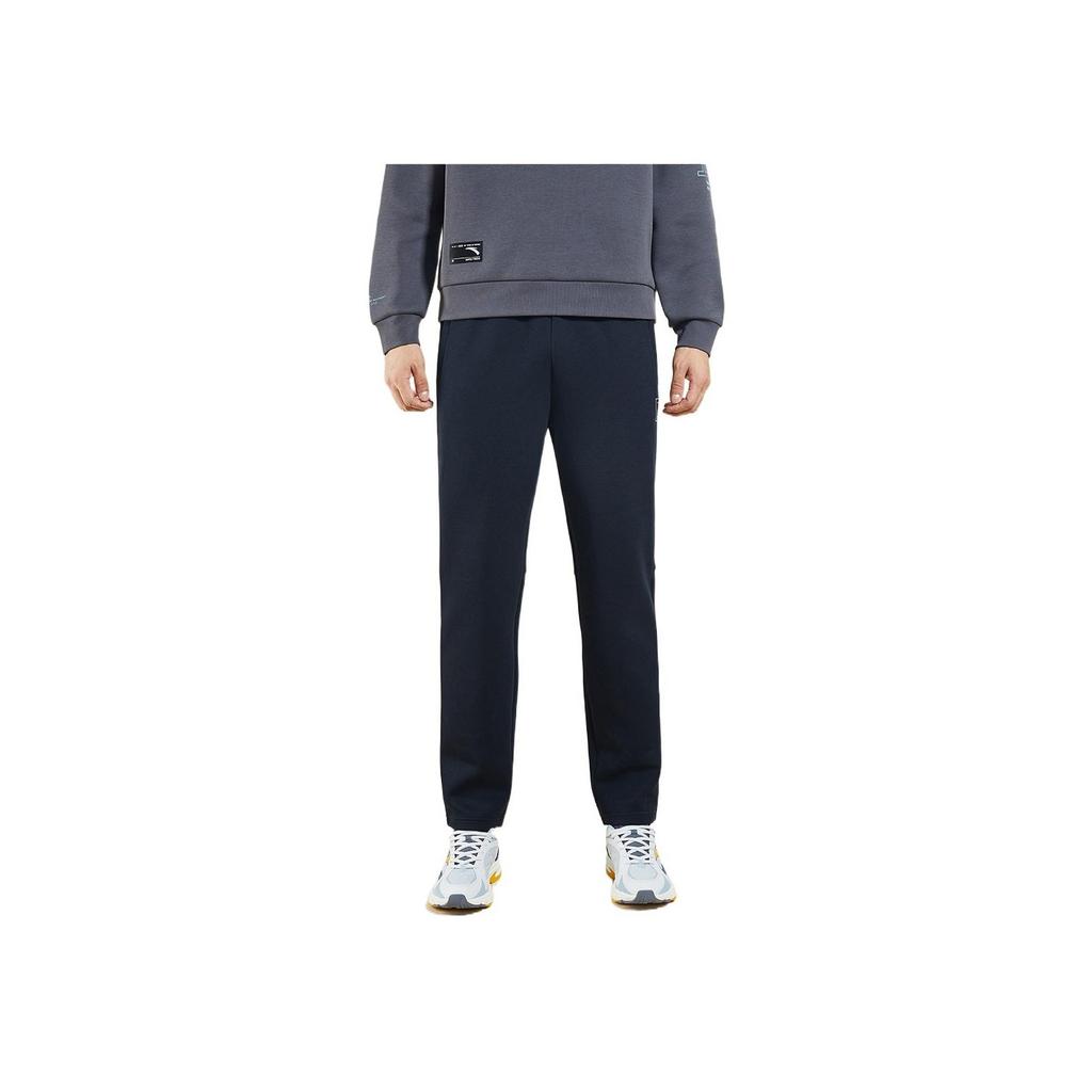 Anta Solid Color Brand Print Straight Leg Sports Pants Men Bottoms Black 152237310-1