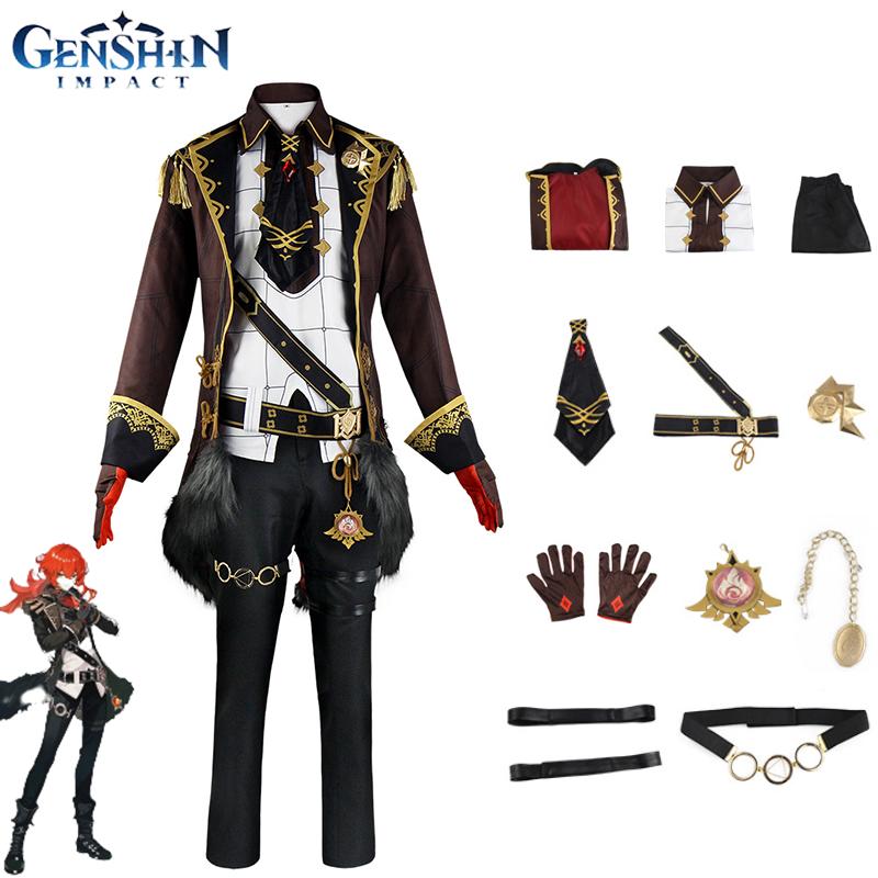 

Genshin Diluc Impact Костюм для косплея Мужская униформа Наряд на Хэллоуин Реквизит для вечеринки M