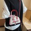 Lace Ribbon Boston Shoulder Bag French Style Women Handbags Trendy Bow Ribbons Bowling Bag  Women