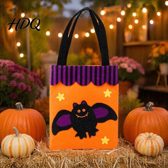 Non-woven Halloween Totes Candy Bag Cute Pumpkin Ghost Tote for Kids Spooky Festive Party Favor Cartoon Pattern Treat Bag Party Trick or Bags