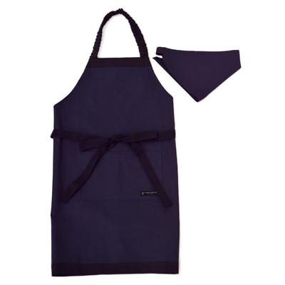 FARBENFROHER CANDY-STYLE Kinder-Schürze Jungen Mädchen Dreieck-Lätzchen-Set Grundschüler Leicht An- und Auszuziehen 130-160 Tiefes Marineblau N1211530
