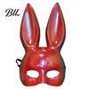 White Rabbit Mask for Masquerade Halloween Bunny Mask, Cosplay Face with Long Creepy Parties Ears, Lightweight Plastic Cushion Party Costume