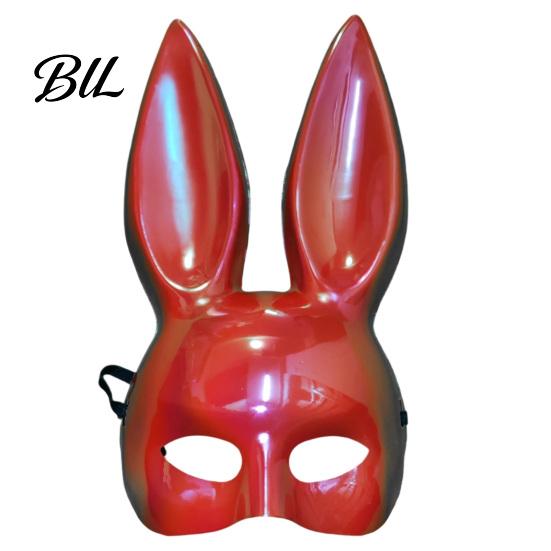 White Rabbit Mask for Masquerade Halloween Bunny Mask, Cosplay Face with Long Creepy Parties Ears, Lightweight Plastic Cushion Party Costume