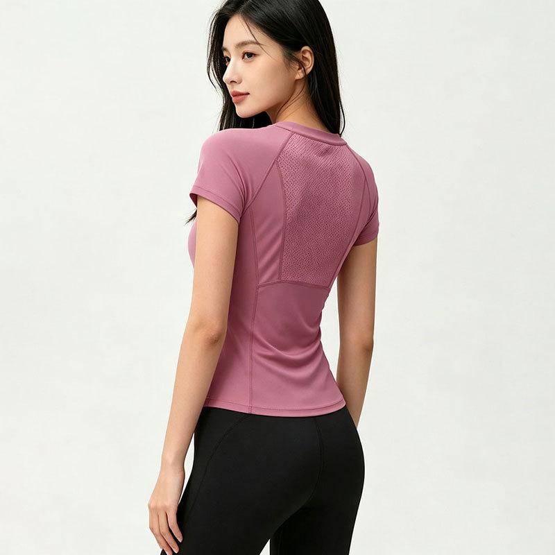Summer sports short-sleeved women, quick-drying yoga clothes, slim and thin running fitness tops