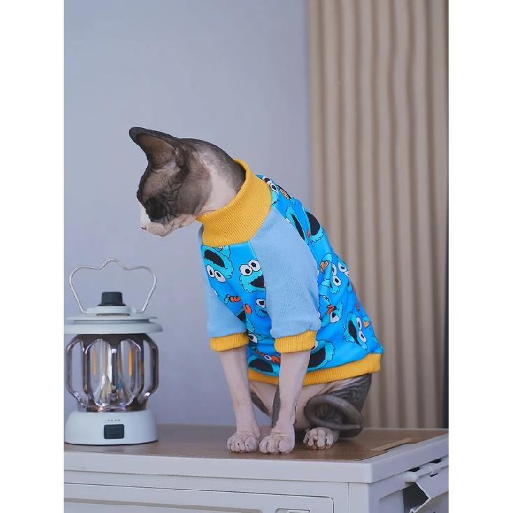 Sphynx Cat Sweatshirt Hairless Cat Clothes Fashion Cartoon Soft Cotton Coat Cartoon Printing Turtleneck T-Shirt Pet Products