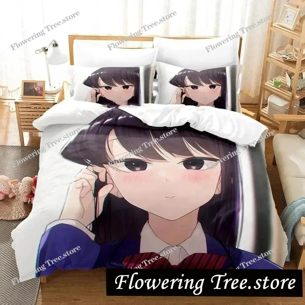 3d Anime Komi-san wa, Komyushou desu Bedding Set Boys Girls Twin Queen Size Duvet Cover Pillowcase Bed Kids Adult Home Textiles