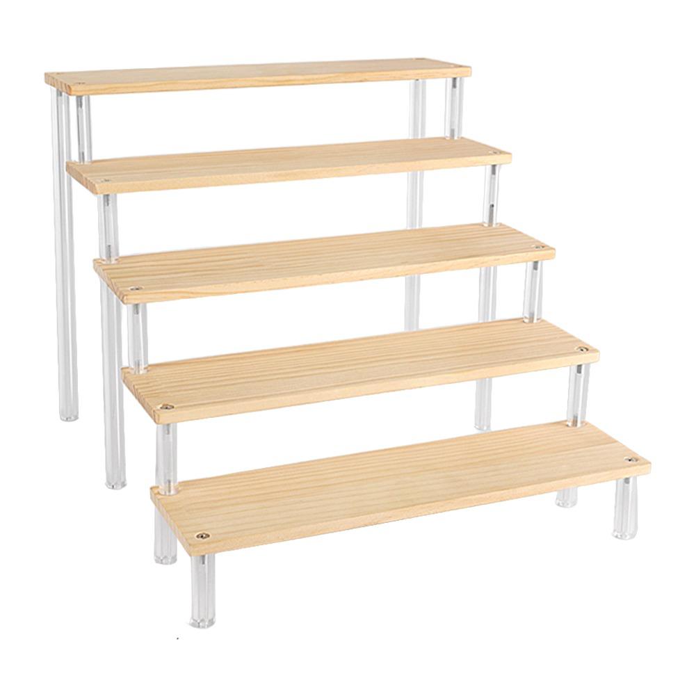 Acrylic Display Rack Wooden Ladder Rack Cosmetics Storage