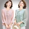 Elegant Chinese Style Seven-Sleeve Casual T-shirt for Mid-aged and Elderly Women - New Summer Fashion