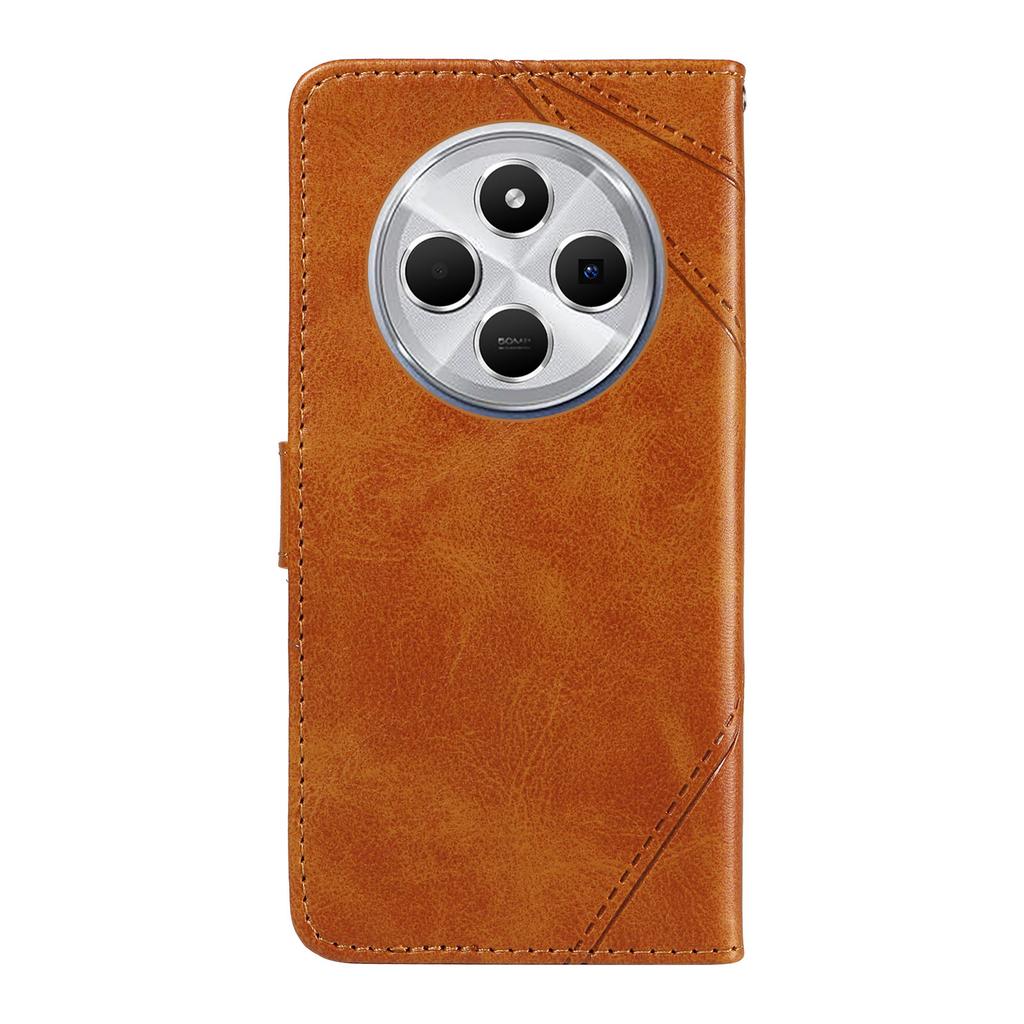 For Xiaomi Poco C75 4G/Redmi 14R 5G/14C 4G Case Leather Geometric Line Wallet Phone Cover with Wrist Strap
