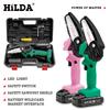 HILDA Electric Mini Chainsaw, Lithium Battery, Certified for Felling & Pruning