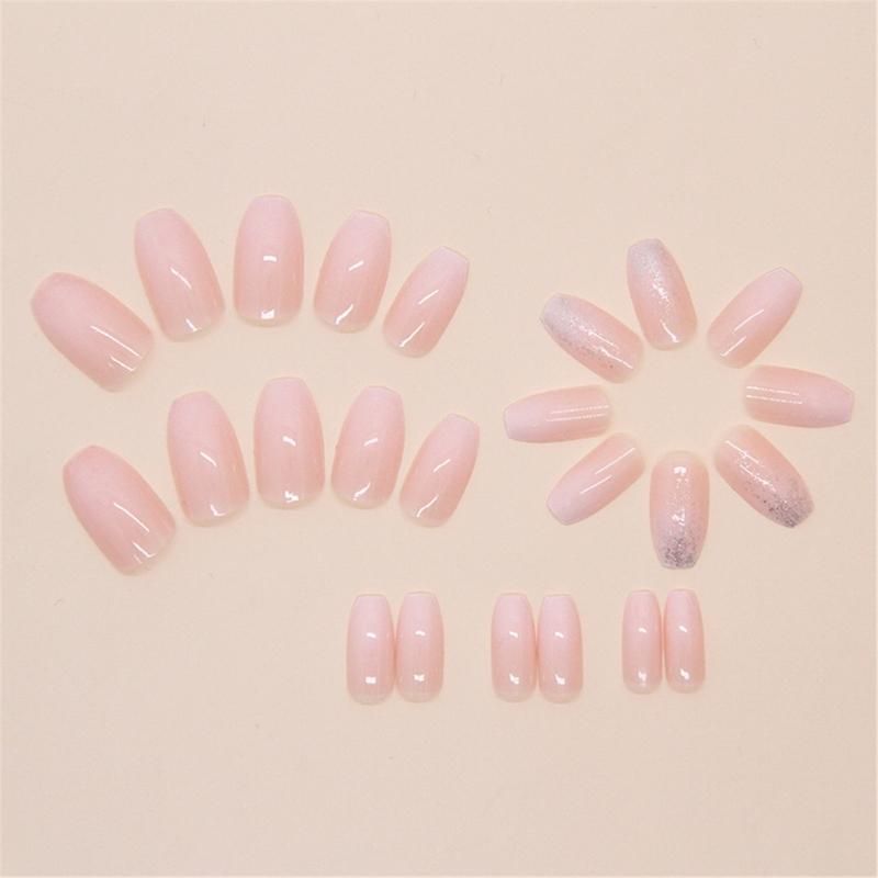 24pcs Press On Nail French Style Stick on Nail Glossy False Nail Artificial Nail Manicure Nail Decoration for Women