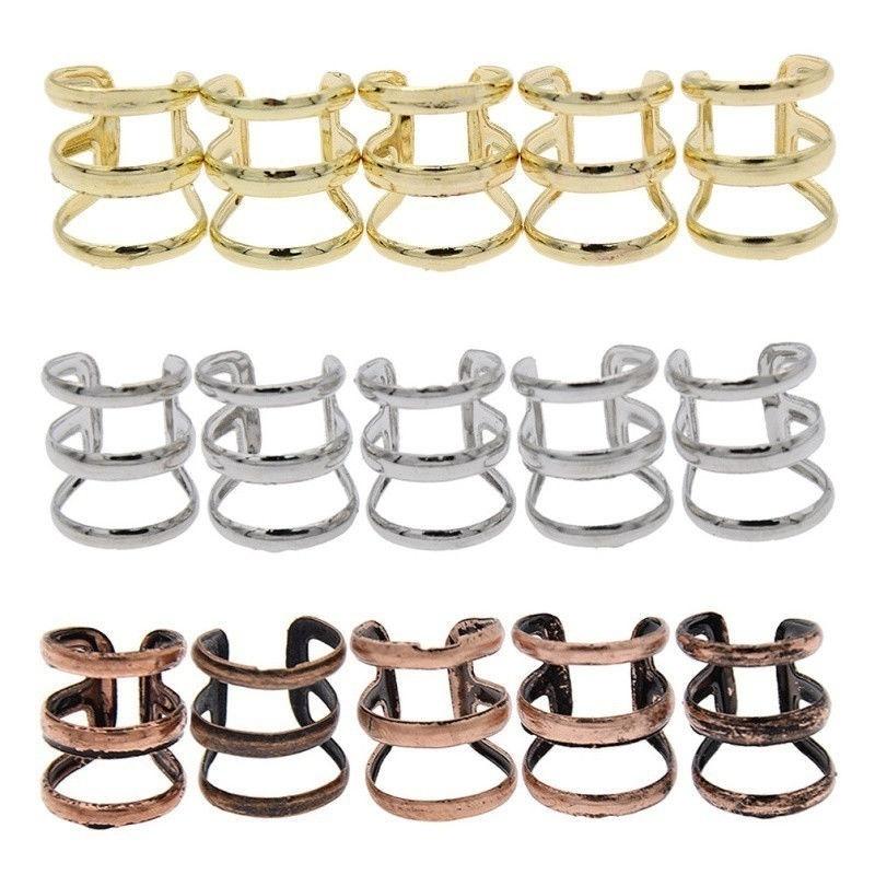 

5 шт. модные аксессуары креативные подарки бусины для дредов косичка для волос манжета трубка зажим регулируемые кольца для волос набор украшений золотой