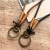 Keycord Genuine Leather Keychain Accessories Bronze Keyring Lanyard Simple Key Lanyard Vintage Keychain for Cell Phone Chain