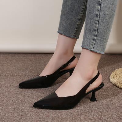 2024 Frühjahr Neue Damensandalen Modische flache Slipper Elegante Slingback-Schuhe für Damen Quadratische Pumps mit niedrigem Absatz