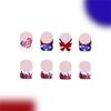 48 Pcs 4th of July Artificial Nail Short Full Cover False Nail Glittering Stick on Nail French Tip Press On Nail