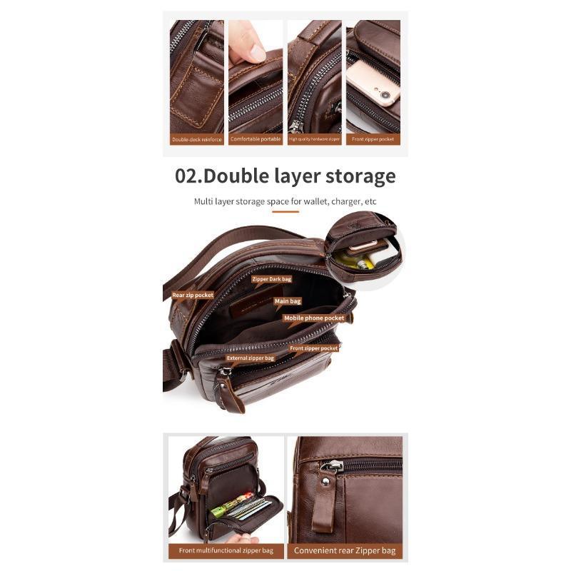 Genuine Leather Men Messenger Bag Male Small Man Fashion Crossbody Shoulder Bags Men's Travel New Handbags