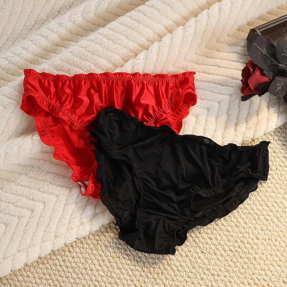 4/7Pcs Women's Sexy Satin G-string Panties Smooth And Silky Material,Comfortable Medium Rise for Wear All Day,Cute Style,Breathable,Cotton Crotch