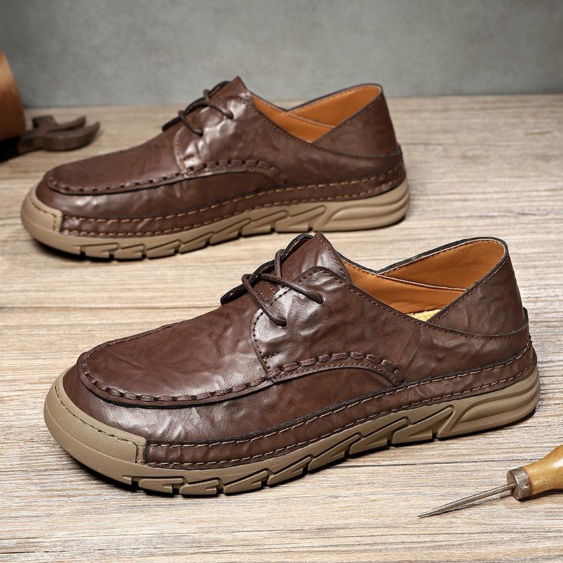 Fashion 2025 New Men Casual Shoes Handmade Leather Loafers Comfortable Men's Shoes Quality Split Leather Flat Moccasins Men Sneakers