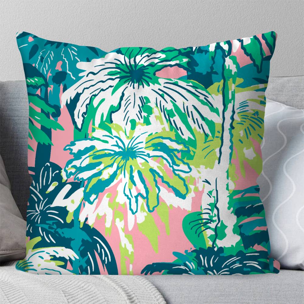 Tropical Flowers Retro Pillow Case Fashion Square Pillowcase Bedroom Sofa Room Ins Decoration Leisure