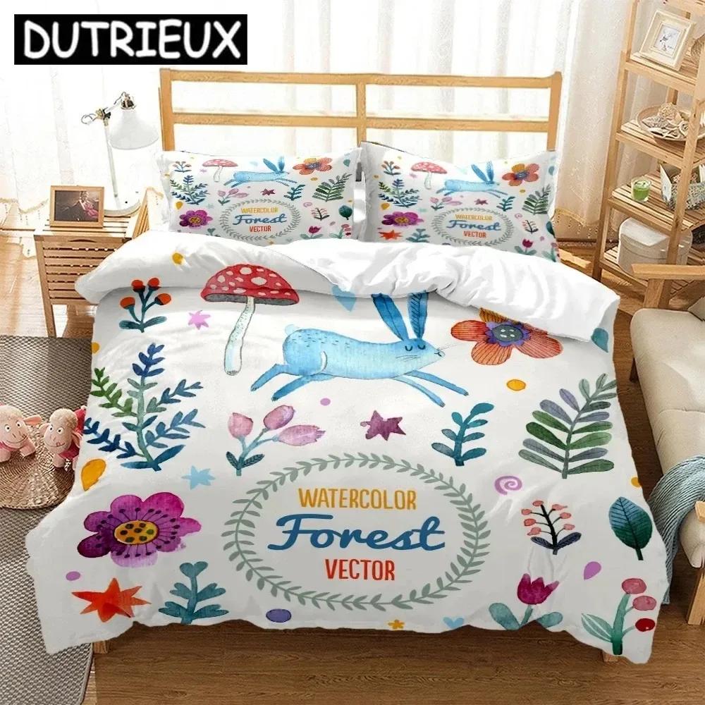 Kaninchen HD Druck Bettwäsche Set Teenager King Size Bettwäsche Set Kinderbett Doppelbett Bettbezüge Kissenbezug Bettdecke Bettwäsche Set