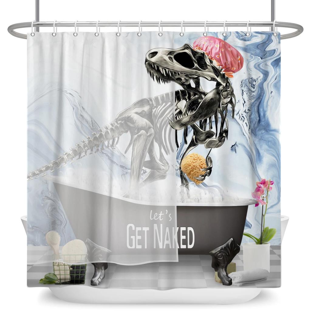 Cute Dinosaur Funny Animal Shower Curtains Bathroom Bathtub Decoration Waterproof Polyester Bath Curtain Home Decor with Hooks
