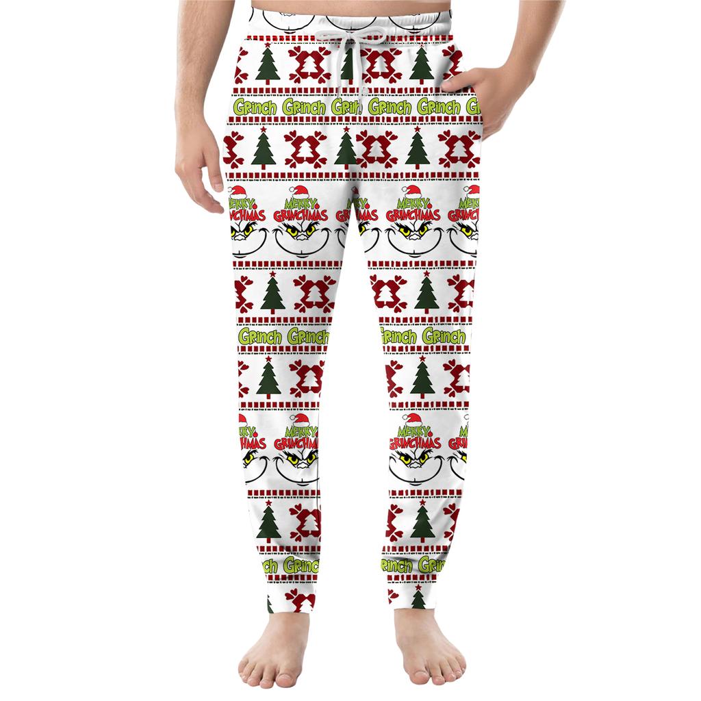 Pánské ležérní kalhoty se stahovací šňůrkou, kapsami a manžetami, domácí spací kalhoty