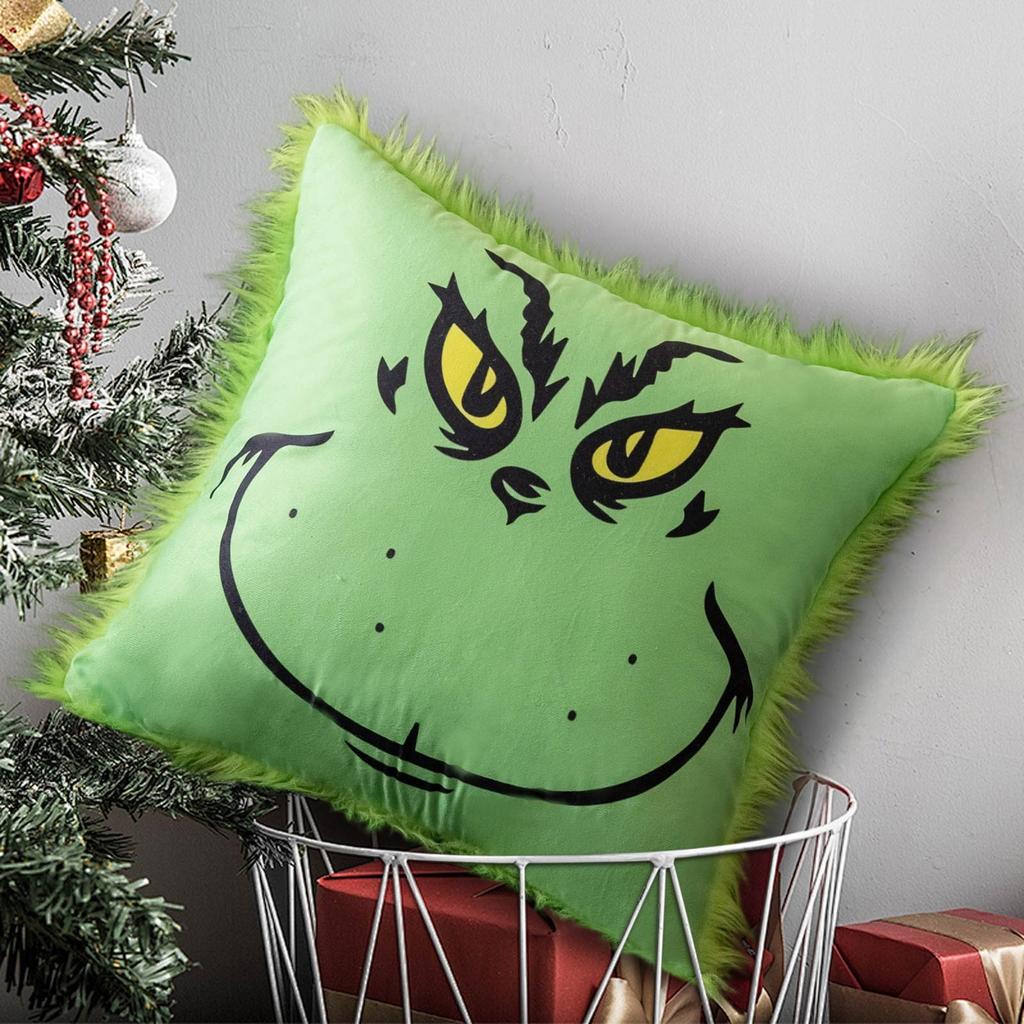 Vánoční povlaky na vánoční dekorace Zelená kostka Vánoční zimní sváteční přehoz Vánoční dekorace na pohovku