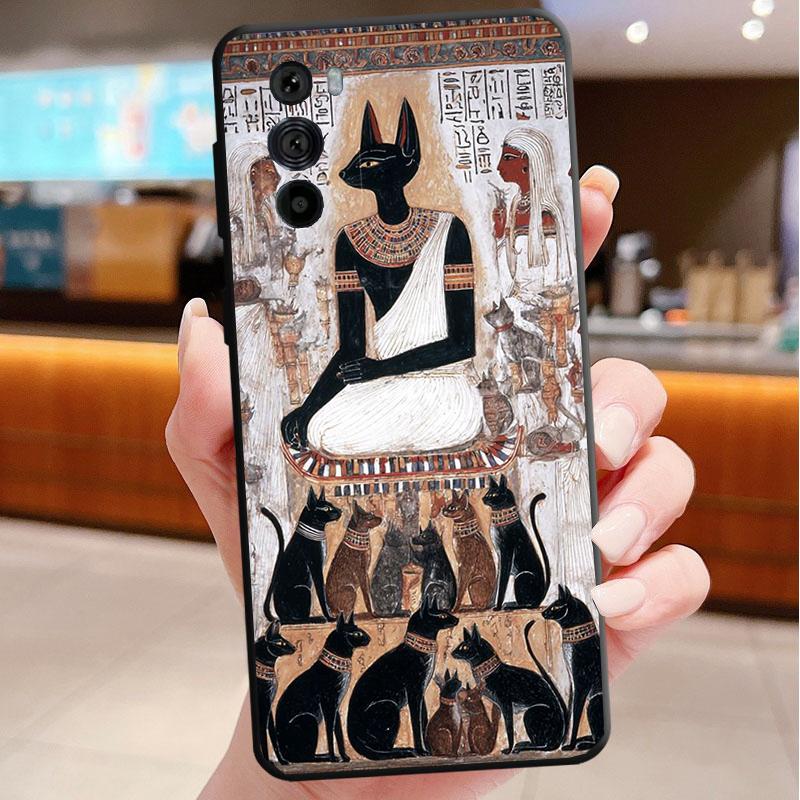 Phone Case For Motorola Edge 60 50 40 Pro 60 50 40 30 Ultra Neo Fusion Moto G Stylus G Egypt Pharaoh Cat Anubis
