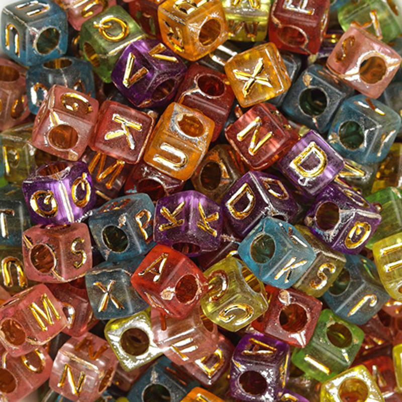 100Pcs/Lot Trendy Acrylic Square Alphabet Beads Large Hole Letter Loose Spacer Bead Jewelry Handmade Bracelet Making Supplies