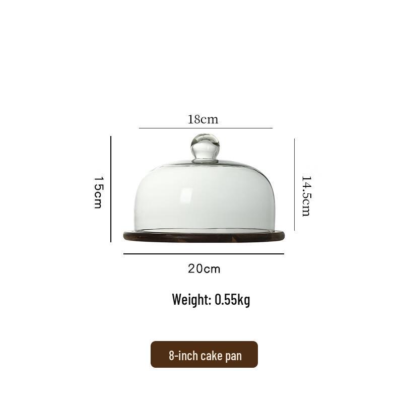 Скандинавская стеклянная купольная подставка для торта с основанием из акации