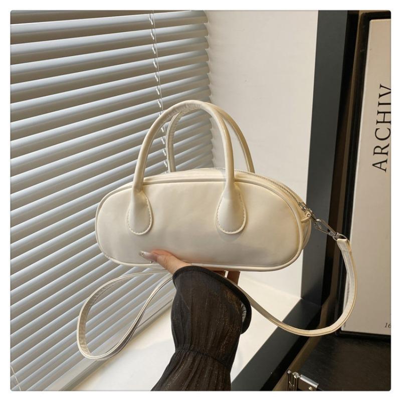 Niche simple solid color bowling bag new retro pillow bag versatile commuter portable shoulder messenger bag