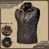 Veste en cuir PU grande taille pour homme - Gilet style rétro début d'automne