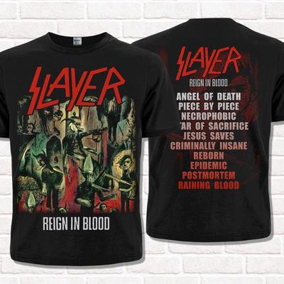 Slayer juodi marškinėliai, Reign in Blood (1986 m). Thrash Metalas. Sunkusis metalas.