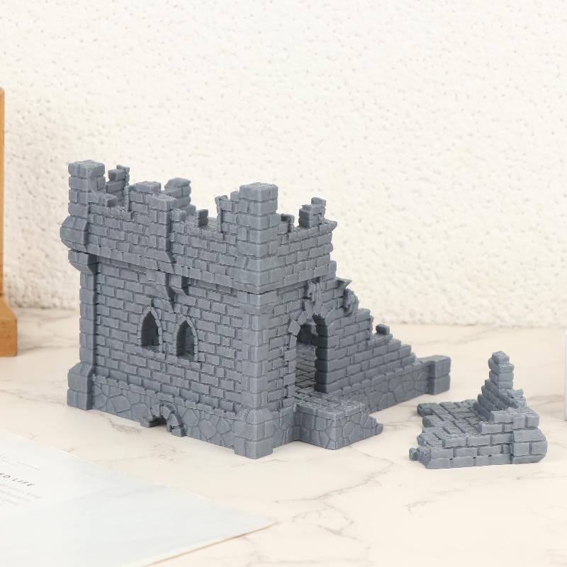 Gothic Building Ruins Terrain Scenery Unpainted Miniature Building Model 3D Printed Wargaming Terrain Scenery Building Ornaments