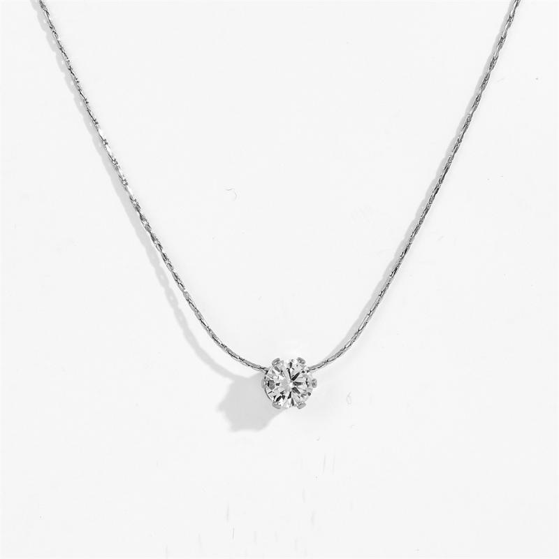 

Stainless Steel Necklace Zircon Charm Anti Tarnish Chain for Versatile Day to Night Wear