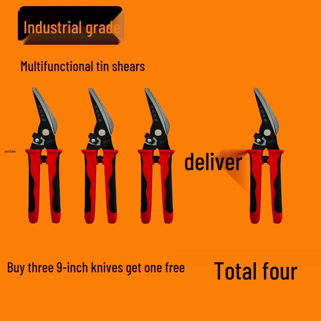 Multi-Function Tin Snips - Stainless Steel Aviation Shears for Aluminum Panels and Steel Keels