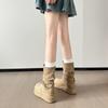 Pile Boots Thick-soled Medium Boots Women's 2026 New Elastic Thin Boots Retro Belt Buckle Western Boots
