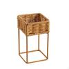 Tabletop Storage Stand with Woven Basket | Warm Toned Finish, spacesavingSaving Design, Rattan
