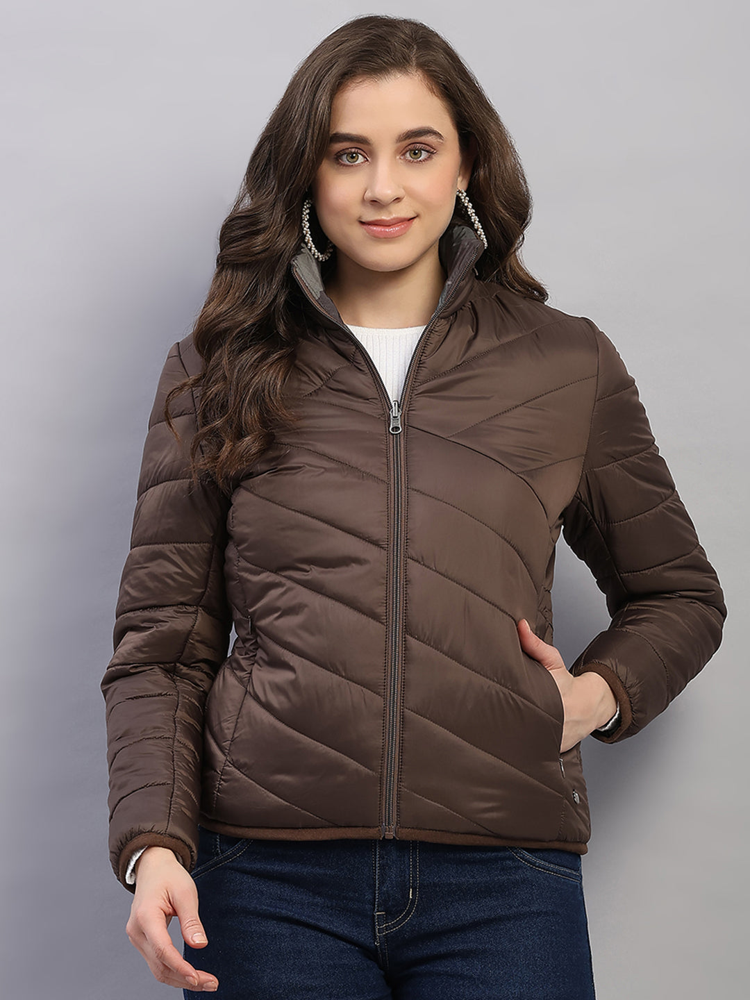 Monte Carlo Women Regular Fit Coffee Brown Jacket M