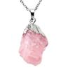 Natürlicher Amethyst Rosenquarz Rohstein Anhänger Unregelmäßig Chakra Heilstein Silberrand Halskette Damen Geburtstagsgeschenk