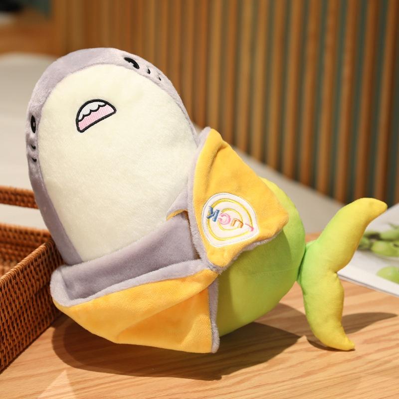 Cute Mango Shark Plush Toy Pillow For Boys And Girls Stuffed Animal Shark Doll With Pp Cotton Filling