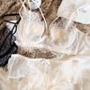 Sexy Hollow Bra Briefs Set French Thin Cup Lace Embroidery Women Underwear Wire Free Bralette Padding Comfort Plus Size Lingerie