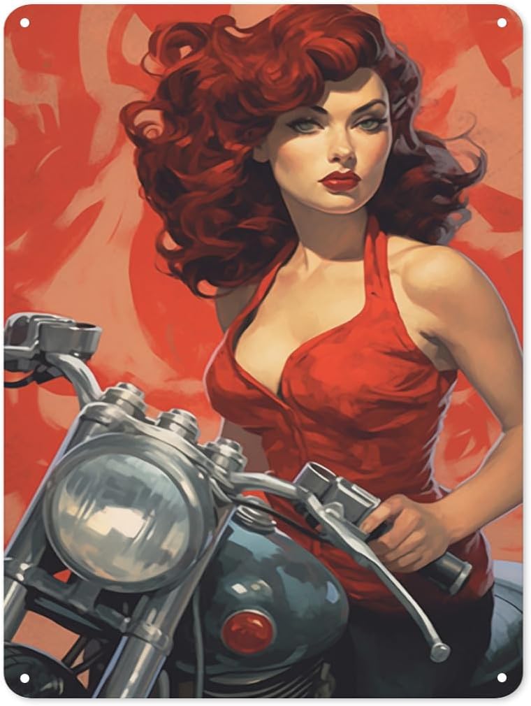 Sexy Redhead Girl Metal Tin Sign Vintage Pinup Girls Wall Decor Art for Film Lovers Home Garage Bar Man Cave aluminum 20x30cm