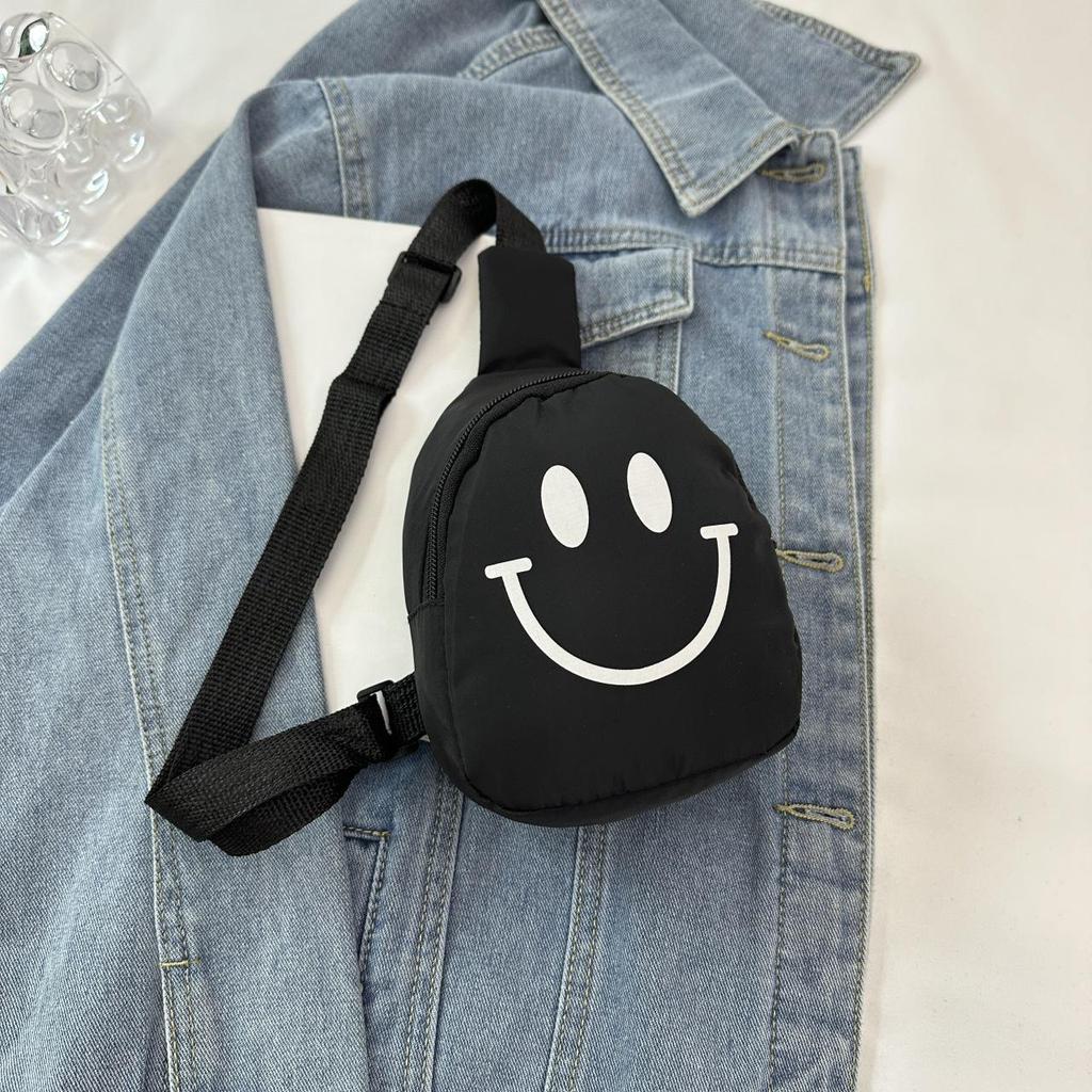 Smiley Face Cute Crossbody Chest Bag for Kids - Cartoon Stylish Single Shoulder Bag