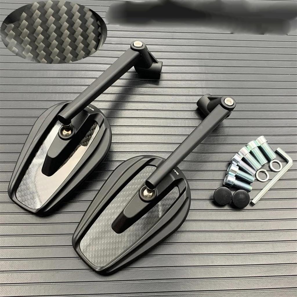 True Carbon Fiber Motorcycle Mirror Scooter E-Bike Rearview Mirror Electric Motorcycle Back Side Convex Mirror 8mm 10mm(B2)