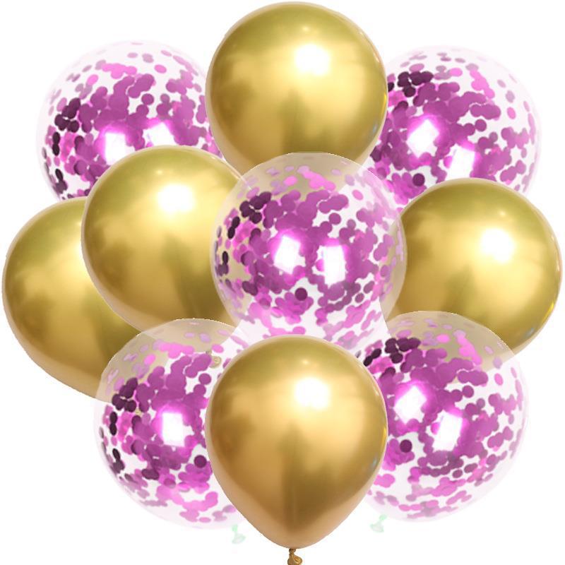 Birthday & Ceremony Decoration Balloon Set: Metallic Sequins, Table & Ground Floating Balloons.